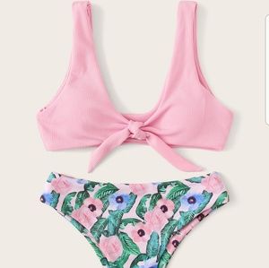 Top with tropical bikini set